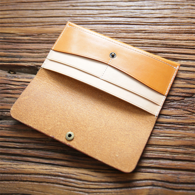 Men's Tanned Leather Long Genuine Simple First Men's Wallets