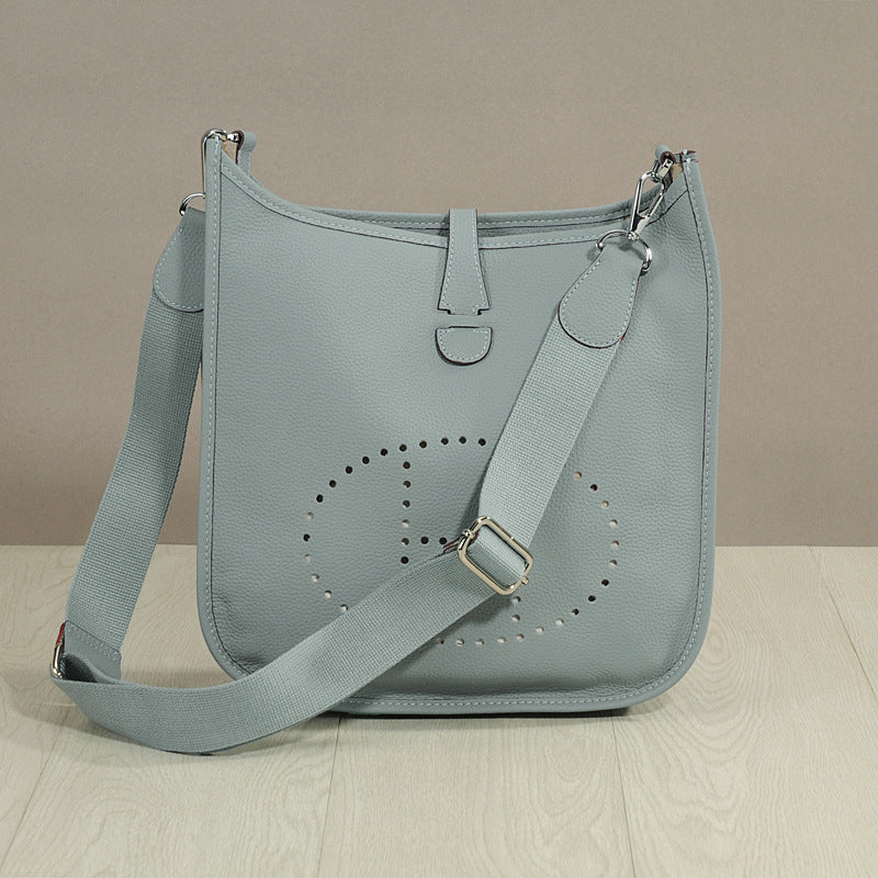 Women's Genuine Leather Cowhide Lychee Pattern Leisure Bucket Bags