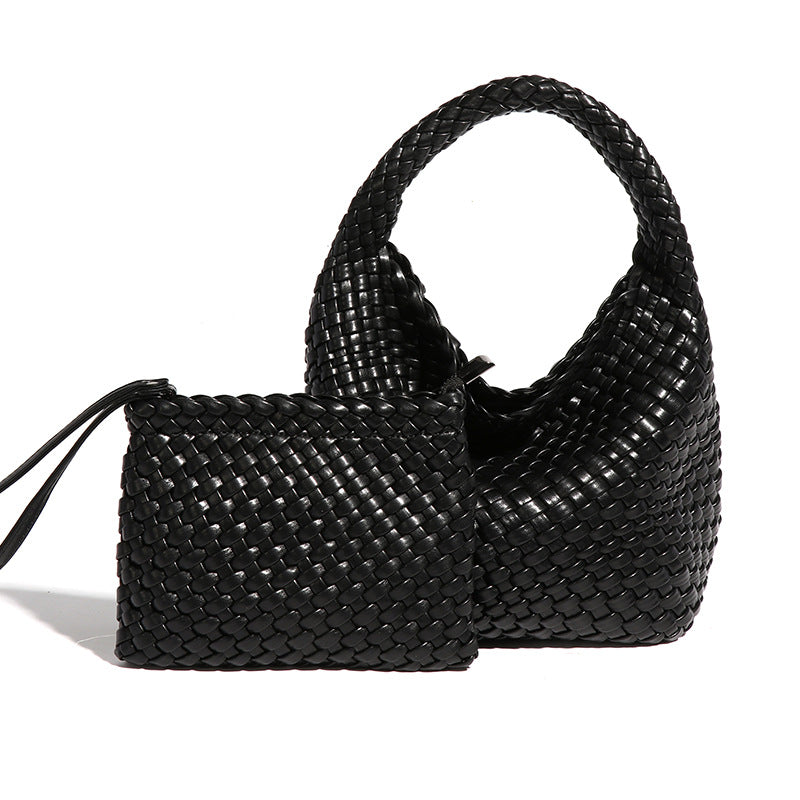 Women's Korean Style Fashionable Woven Pure Color Handbags