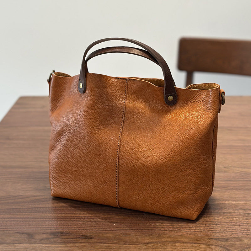 Women's Vegetable Tanned Leather Top Layer Genuine Portable Bags