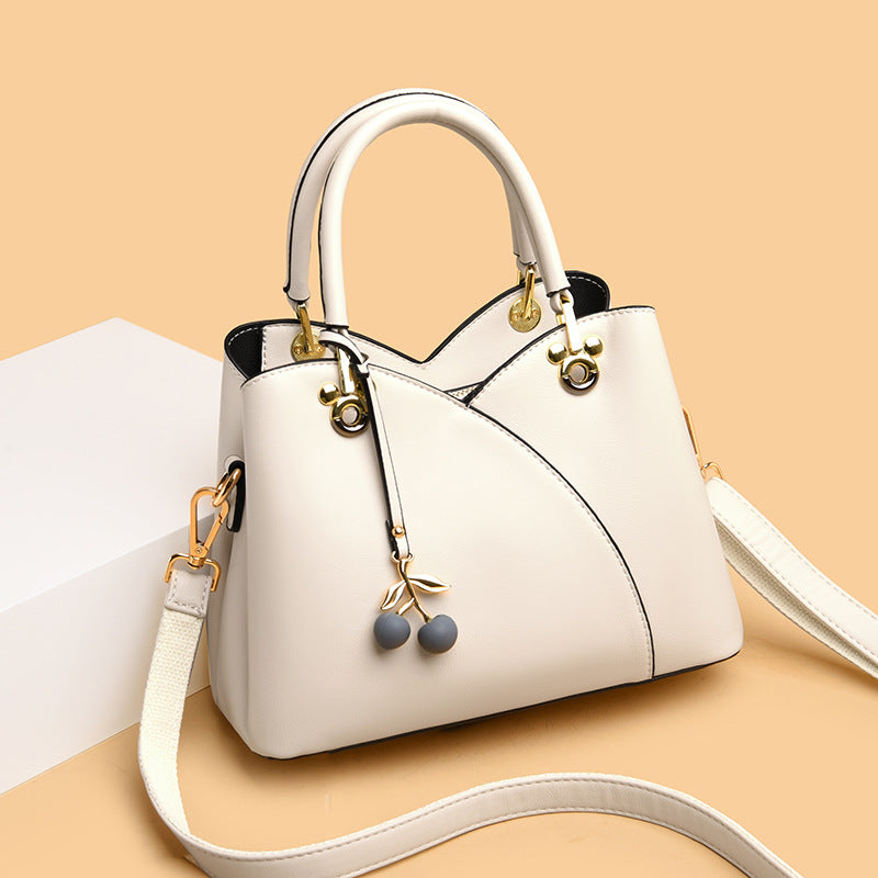 Women's Style Trendy Solid Color Stitching Soft Handbags