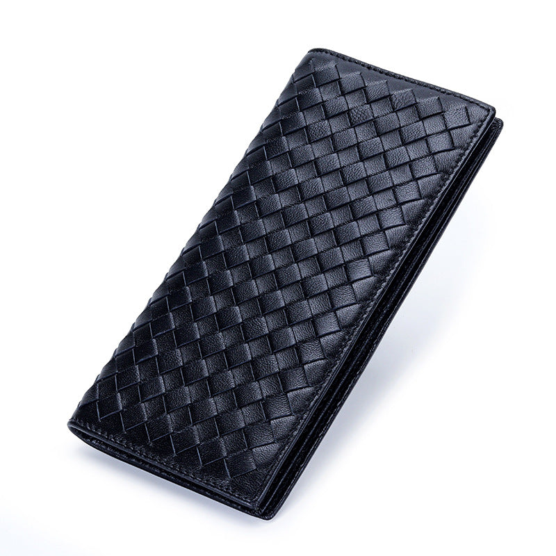 Pure Sheepskin Long Fashion Hand-woven Two-fold Men's Wallets