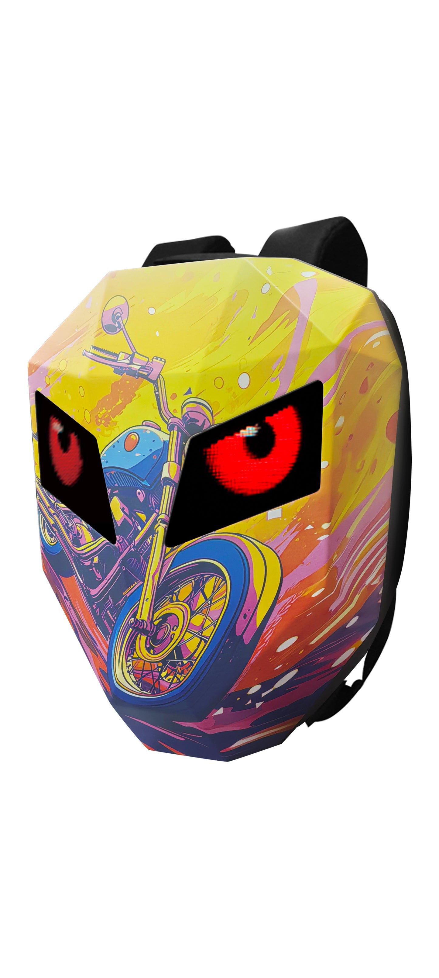 Man Locomotive Knight Luminous Riding Pattern Backpacks