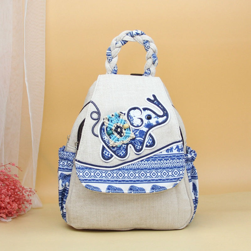 Style Fresh Double Layer Zipper Yunnan Backpacks