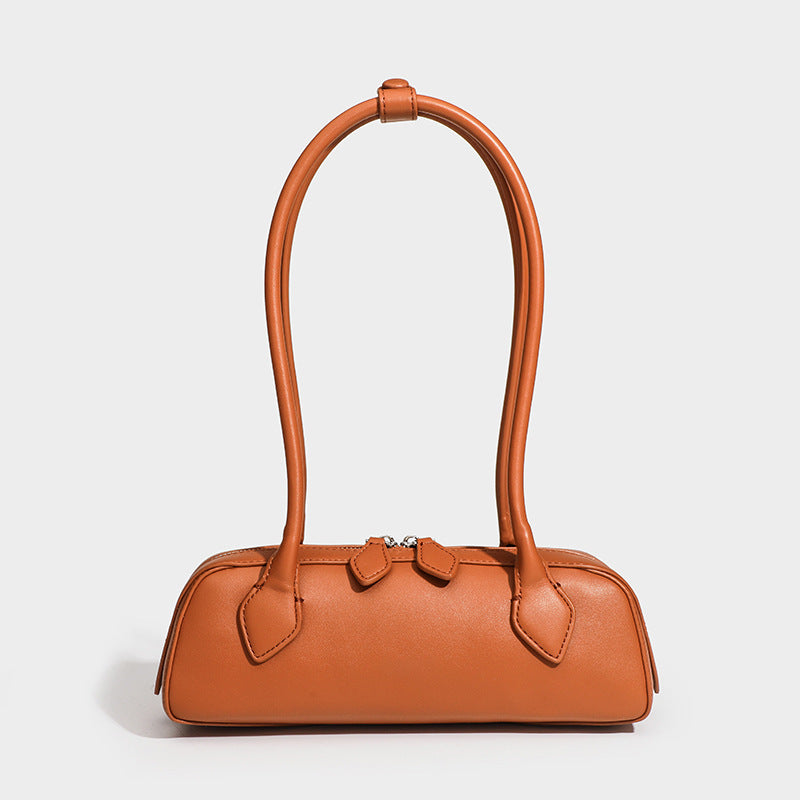 Women's Cowhide French Style Sausage Retro Underarm High Shoulder Bags