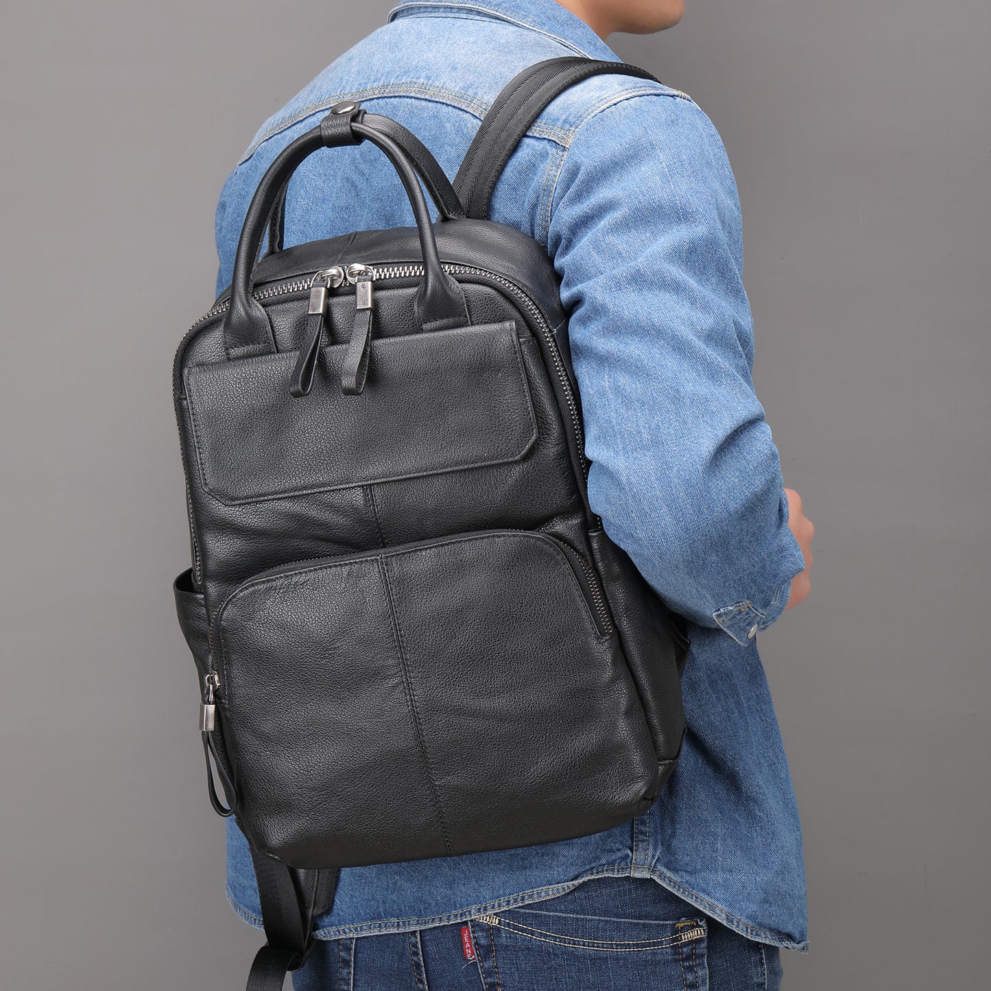 Men's Leather Crocodile Pattern For Business Away Backpacks