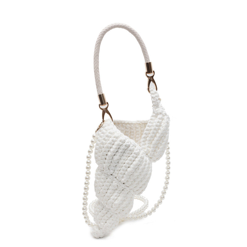 Women's Woven Handmade Seaside Conch Shell Strap Handbags