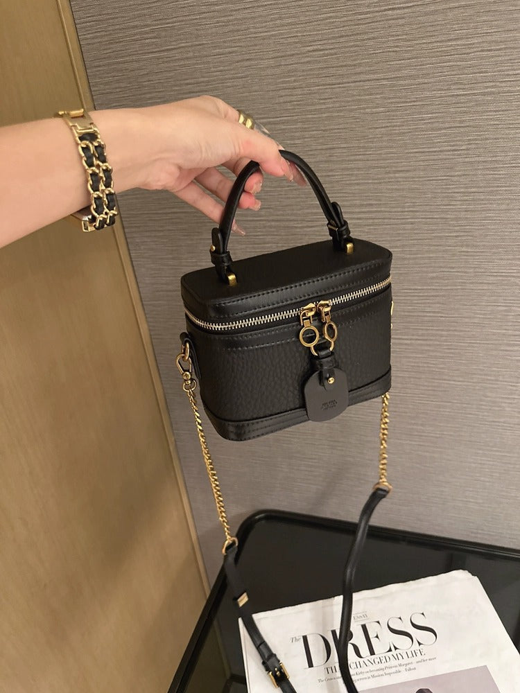 Women's Popular Genuine Leather Portable Box Korean Shoulder Bags