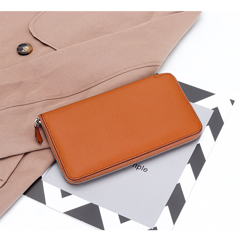 Long Genuine Leather Zipper Large Capacity Ladies Wallets