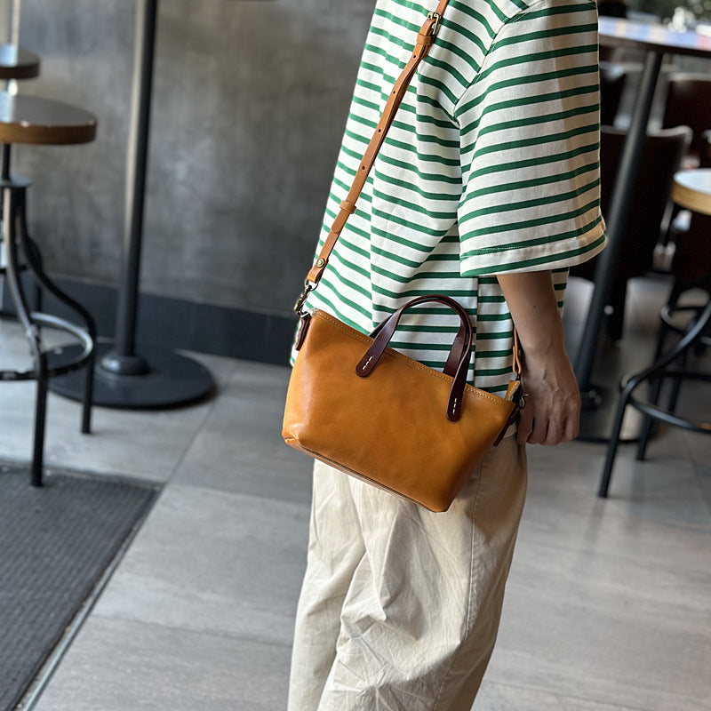 Women's Top Layer Cowhide Leather Mini Contrast Bags