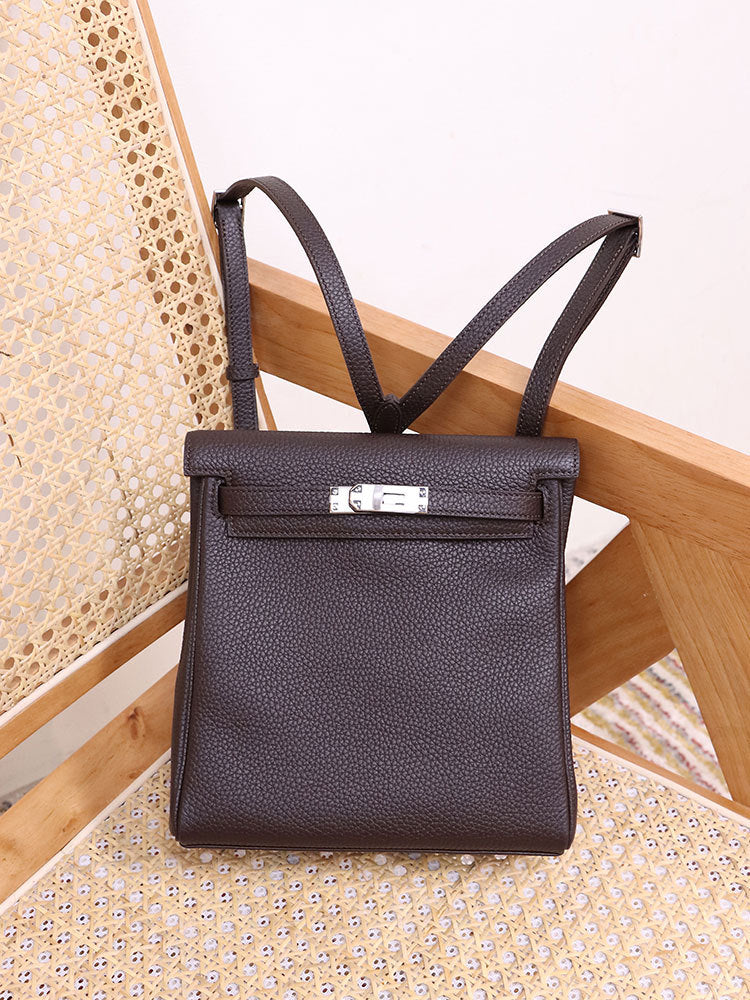 Women's Ebony Color Kelly High Sense Cowhide Backpacks