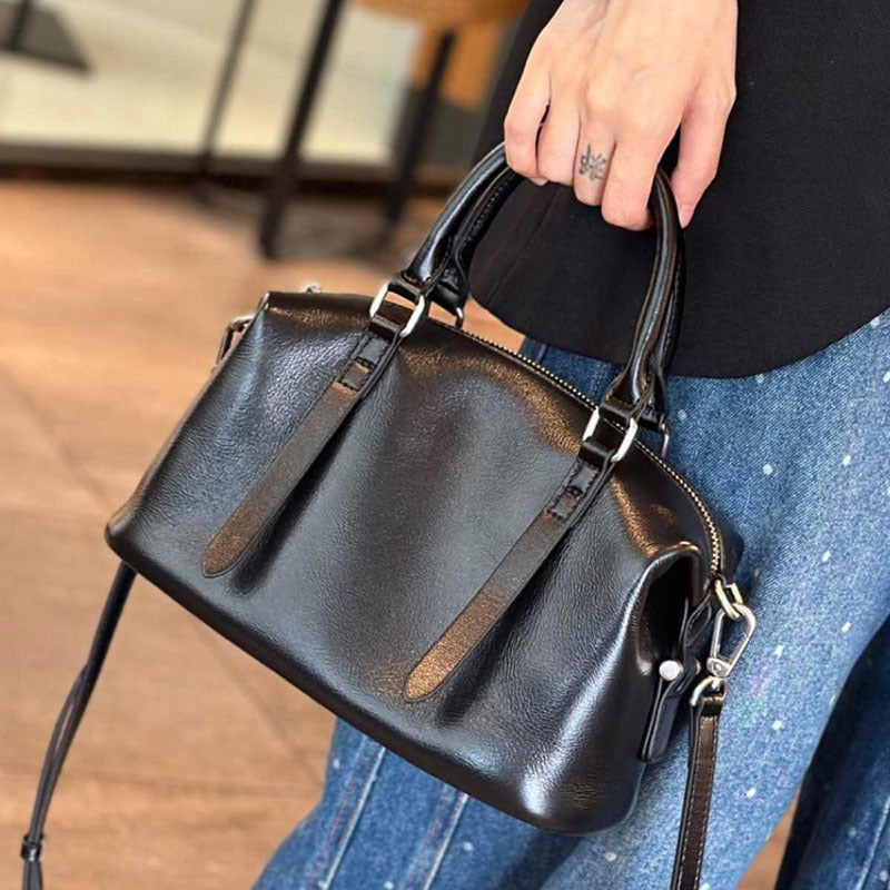 Women's Fashion Pillow Vegetable Tanning Leather Vintage Handbags
