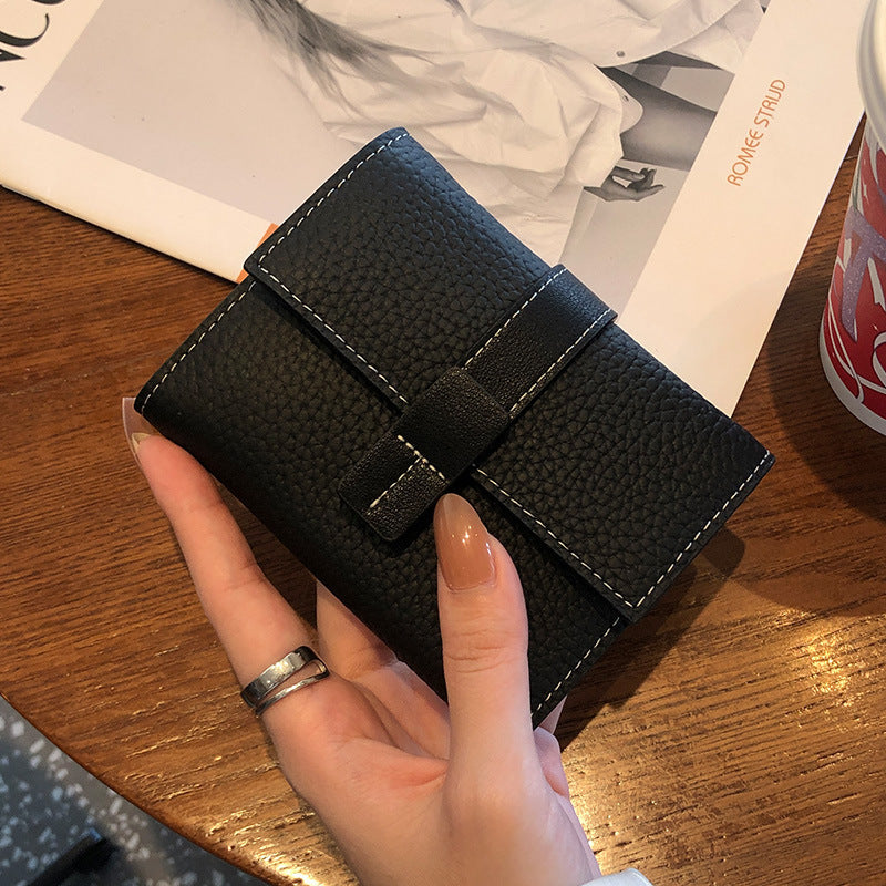 Women's Leather Short Contrast Color First Layer Ladies Wallets