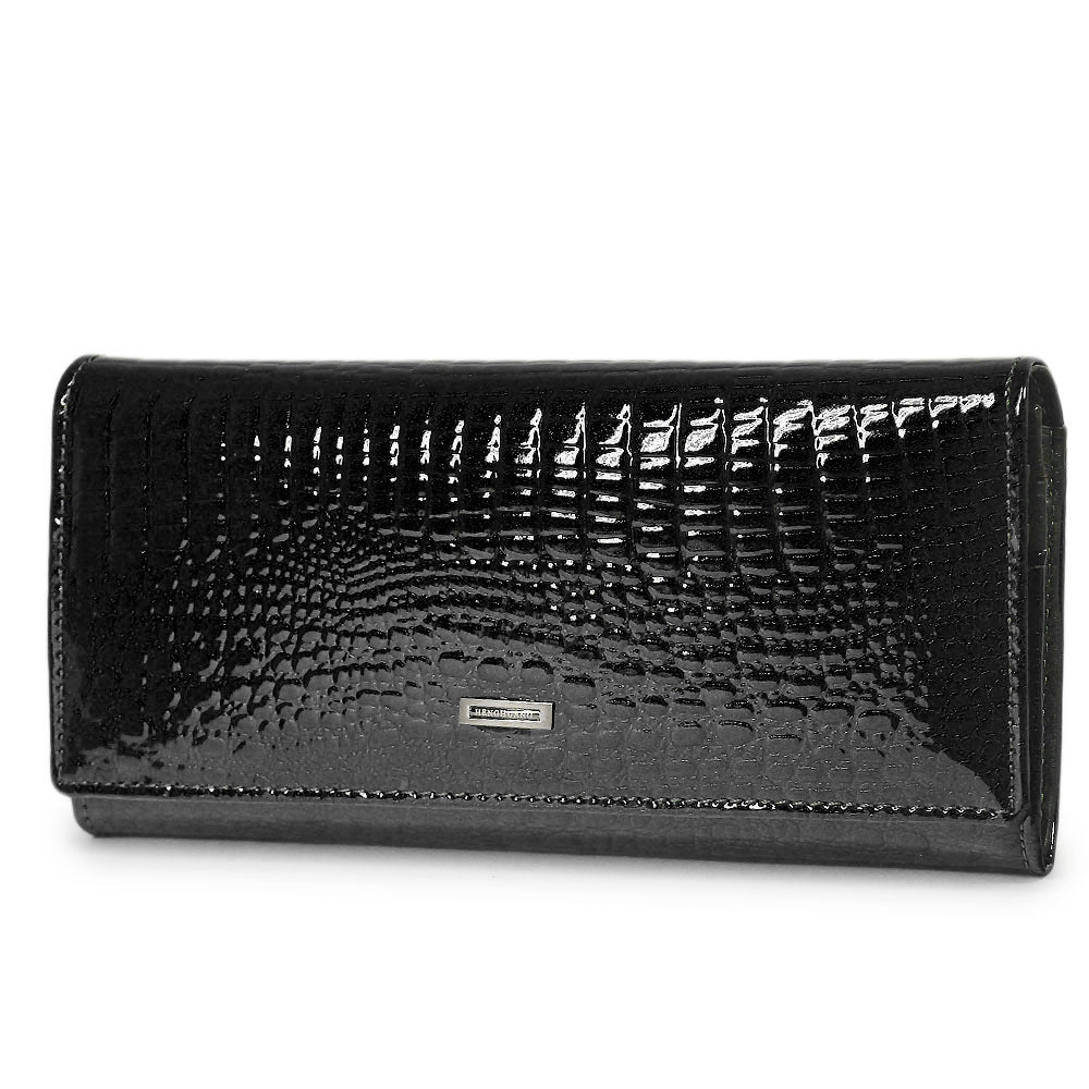 Women's Magnetic Snap Patent Leather Long Multiple Ladies Wallets