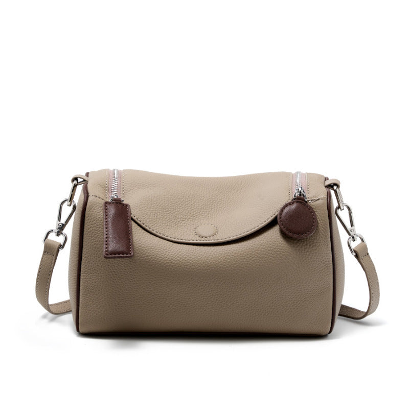 Women's First Layer Cowhide Pillow Texture Simple Crossbody Bags