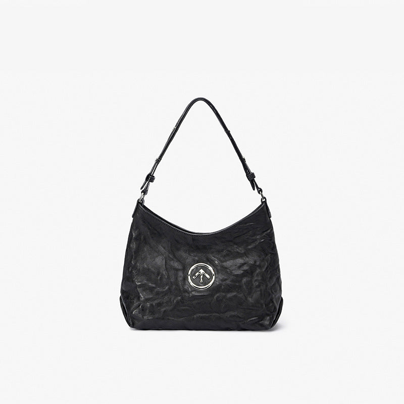 Stone Size Vegetable Tanned Sheepskin Commuter Shoulder Bags