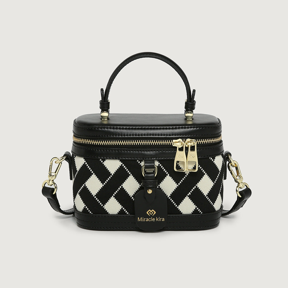 Women's Contrast Color Retro Box Textured Summer Shoulder Bags