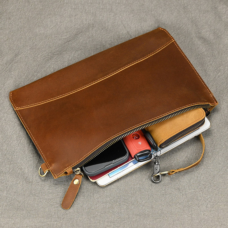 Leather Clutch Large Capacity Genuine Retro Top Layer Men's Wallets