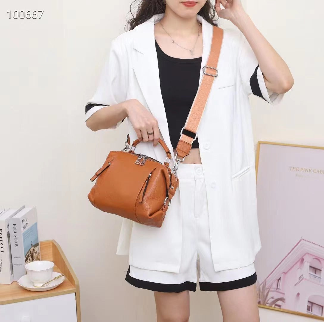 Women's Genuine Leather Large Capacity Boston Soft Crossbody Bags