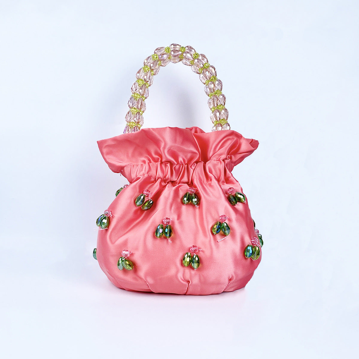 Women's Niche Design Handmade Beaded Satin Portable Handbags