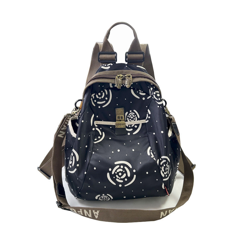 Black White Printed Ethnic Style Fashionable Large Backpacks