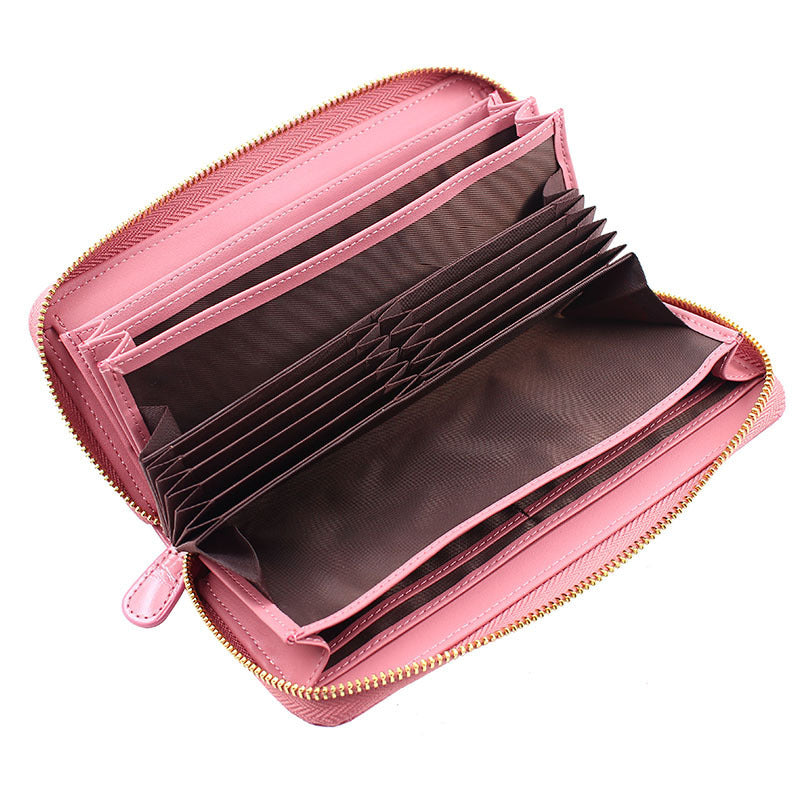 Women's Style Crocodile Pattern Clutch Expanding Cowhide Chain Long Ladies Wallets