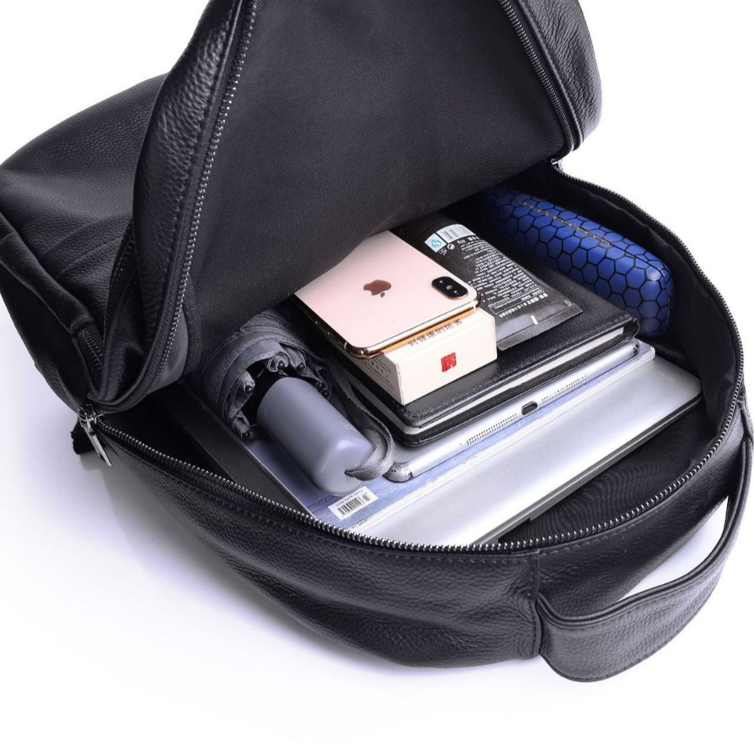 Men's Business Korean Fashion Leather Computer Large Backpacks