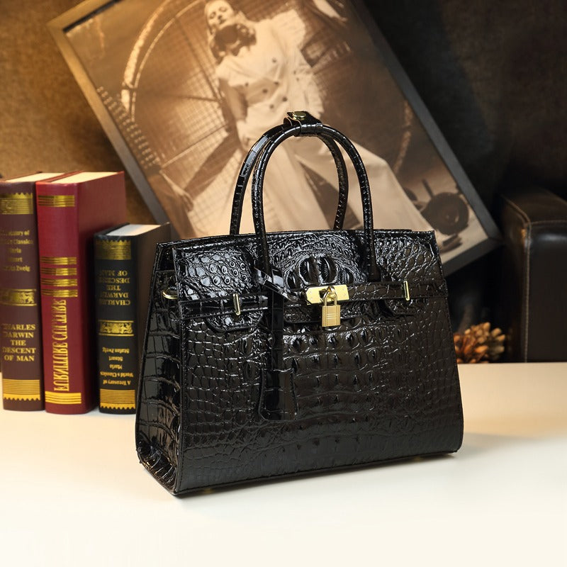 Women's Elegant Crocodile Pattern Big Mother Hard Handbags