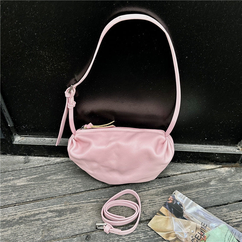 Women's Niche Pleated Dumpling First Layer Cowhide High-grade Underarm Shoulder Bags
