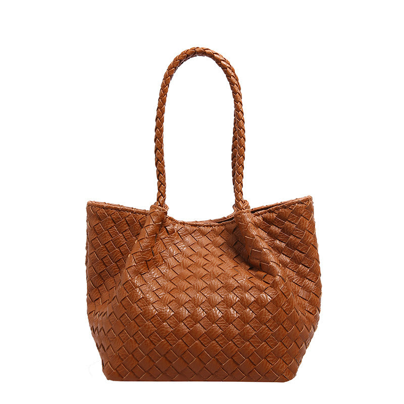 Women's French Style High Sense Woven Texture Shoulder Bags