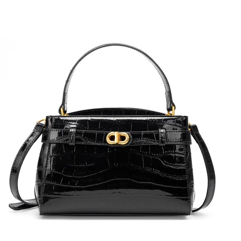 Women's Genuine Leather Portable Kelly Crocodile Texture Crossbody Bags