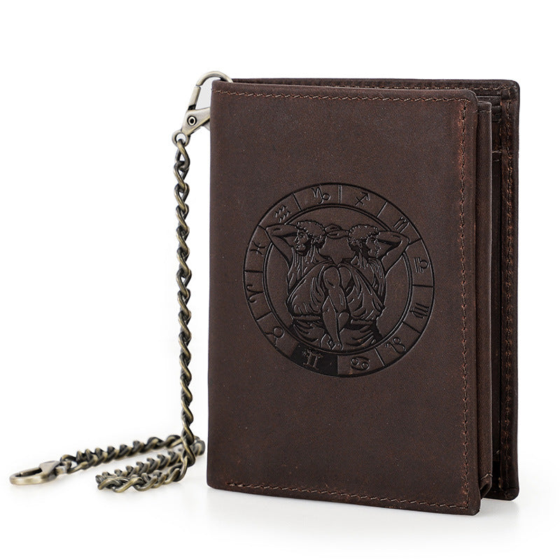 Men's Man Retro Crazy Horse Vertical Twee Men's Wallets