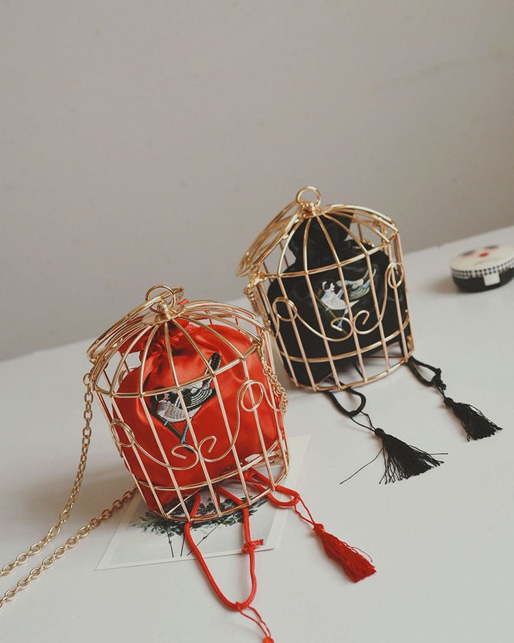 Women's Retro Concave Shape Fashion Bird Cage Crossbody Bags