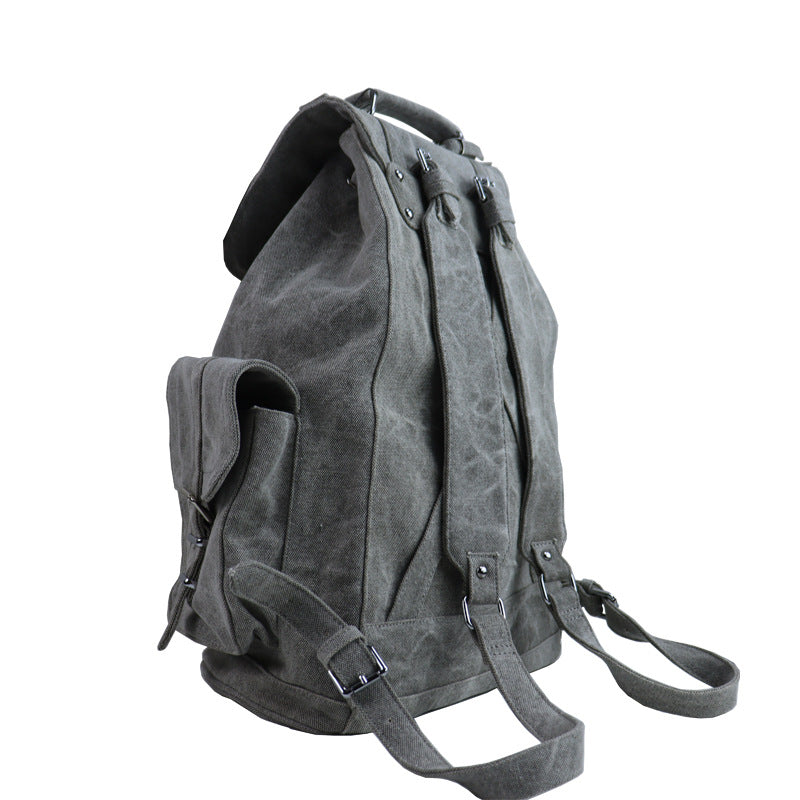 Neutral Retro Army Green Canvas Handmade Backpacks