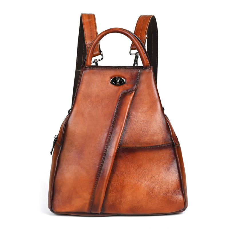 First Layer Cowhide Retro Style Brushed Large Backpacks