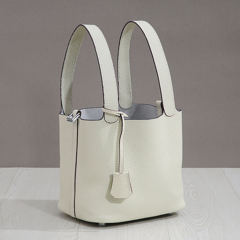 Women's First Layer Cowhide Leather Vegetable Basket Handbags
