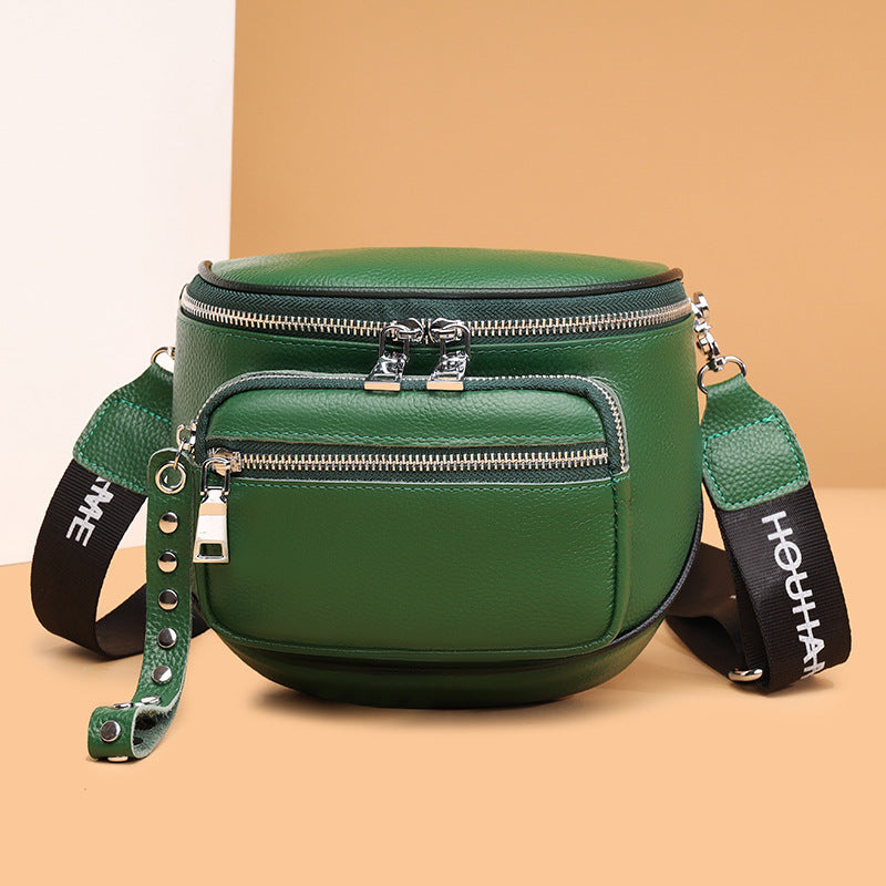 Women's Genuine Leather Fashion Saddle Black First Crossbody Bags