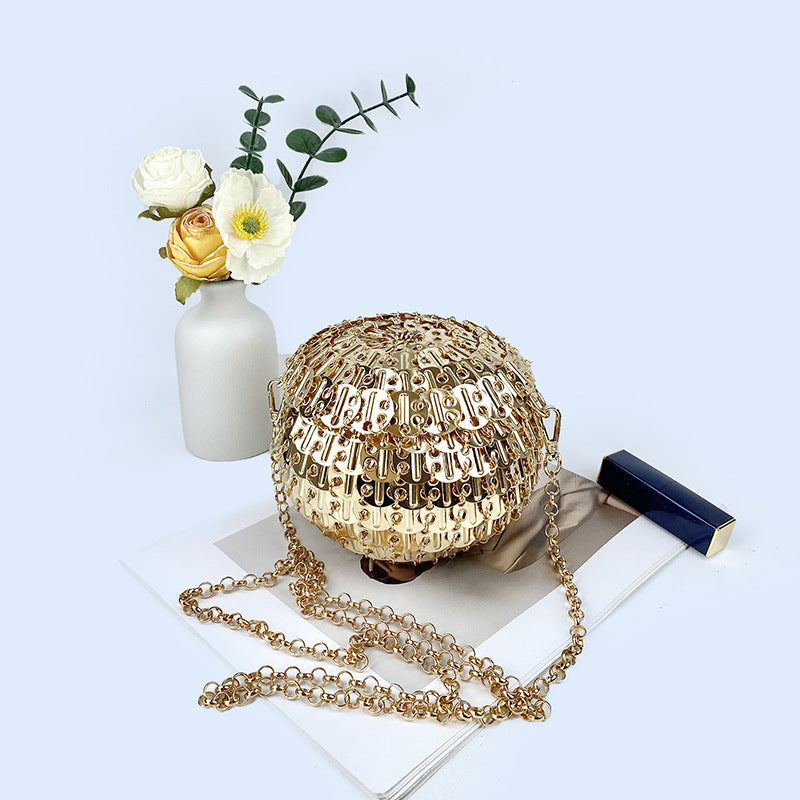 Niche Sier Metal Inflexible Sequins Hand-woven Crossbody Bags