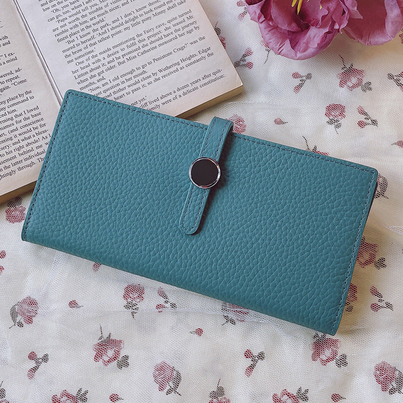Women's Simple Genuine Cattlehide Leather Surface Multiple Ladies Wallets