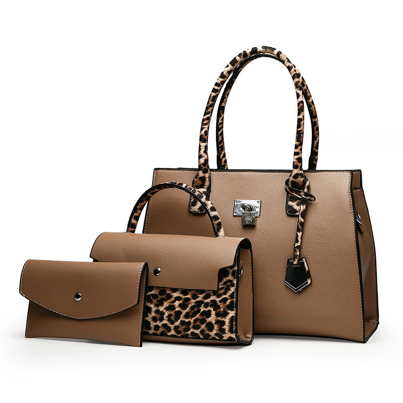 Women's Trendy Large Capacity Leopard Print Set Handbags