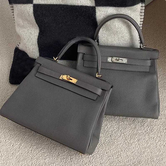 Women's Wide Strap Kelly Calfskin Portable Leather Crossbody Bags