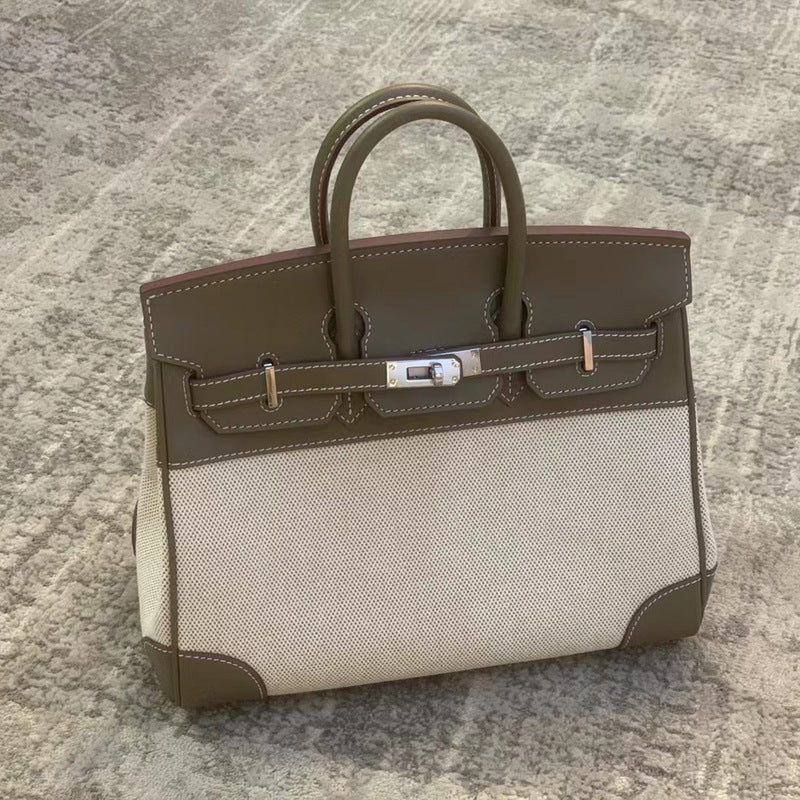 Women's Contrast Color Large Capacity Genuine Leather Shoulder Bags