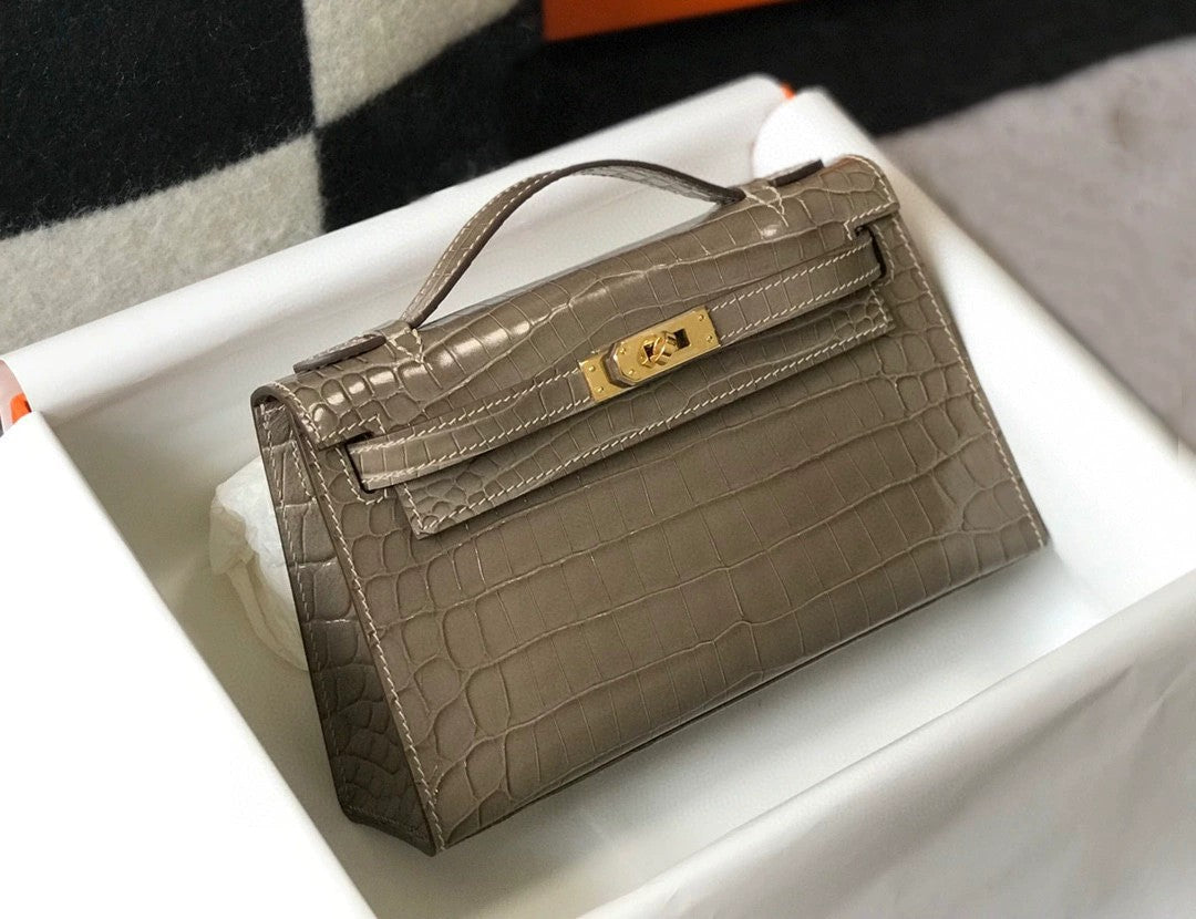 Women's Crocodile Pattern Mini Generation Kelly Genuine Crossbody Bags