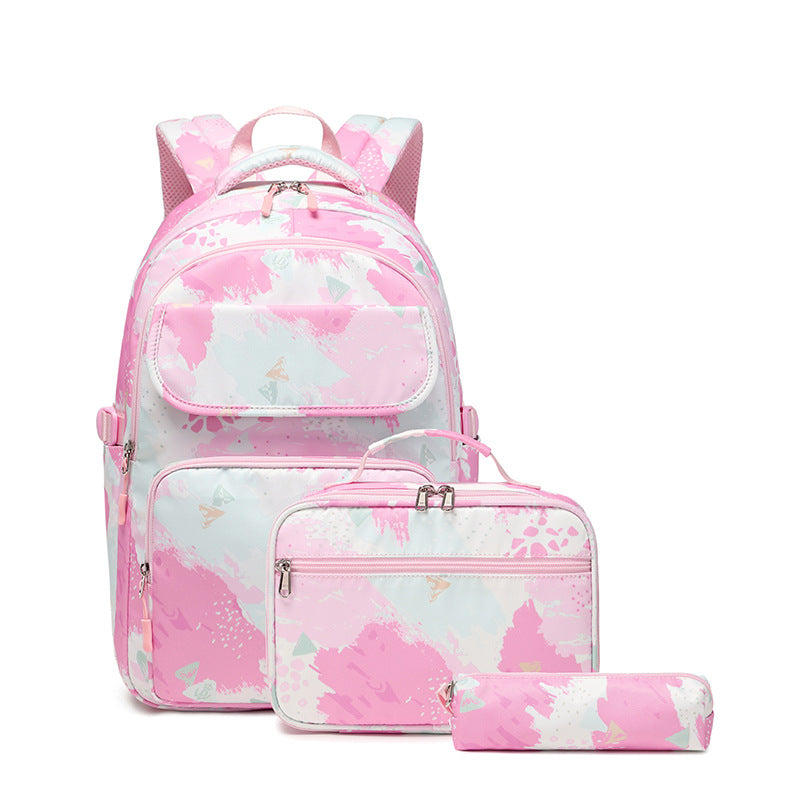 Three-piece Set Printing Color Contrast Primary Backpacks