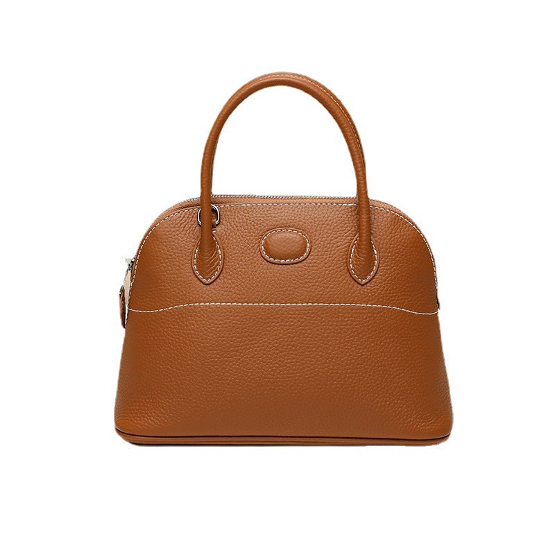 Women's Litchi Pattern First Layer Cowhide Portable Bags