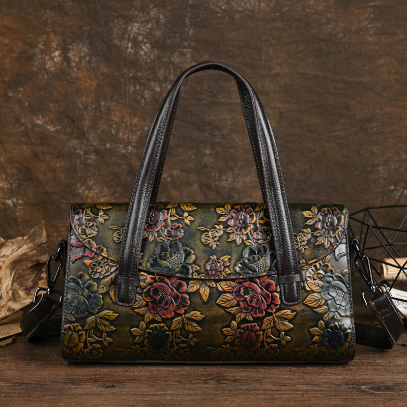 Women's Clutch Genuine Leather Retro Mother First Handbags
