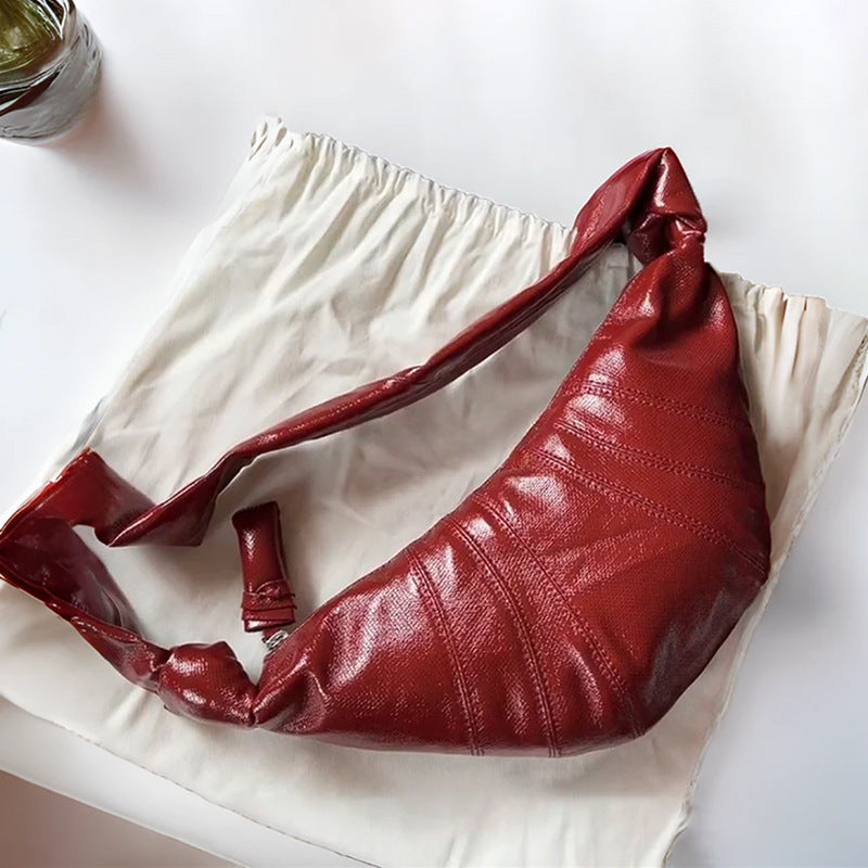 Croissant Linen Coated Unisex Knotted Claw Crossbody Bags