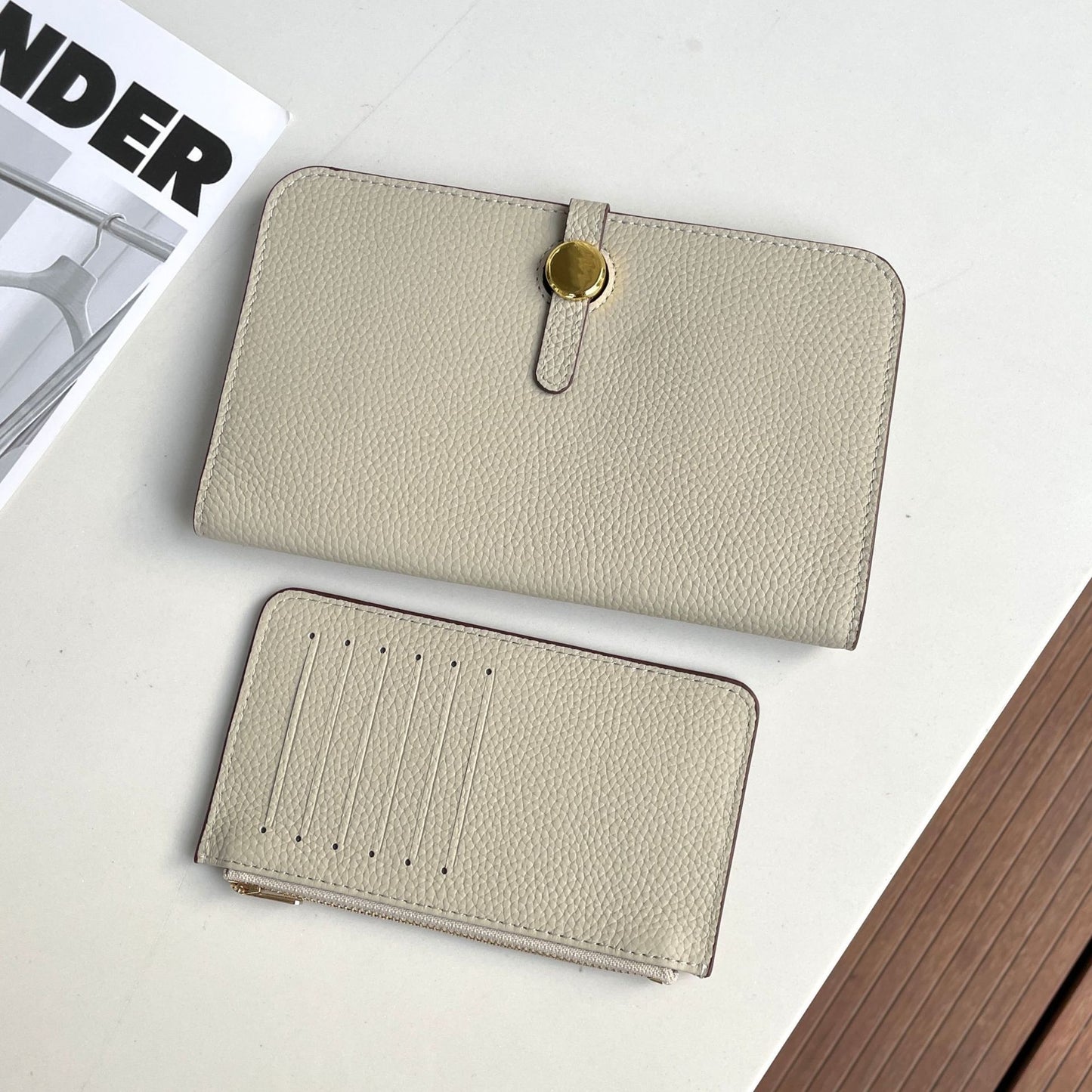 Women's Layer Cowhide Long Passport Folding Large Ladies Wallets