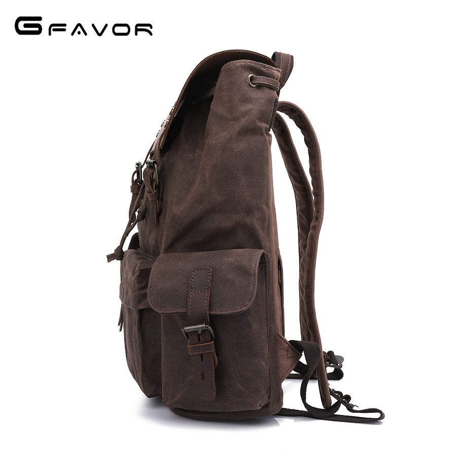 Men's Crazy Horse Leather Retro Oil Wax Backpacks