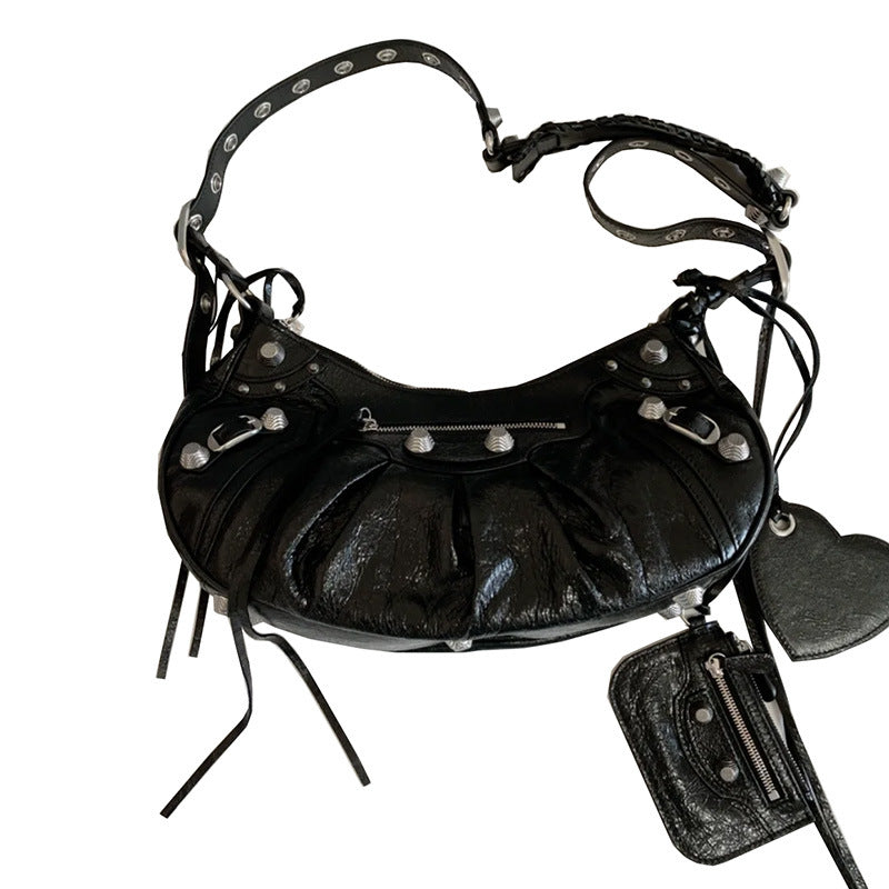 Women's Motorcycle Underarm Rivet Tassel Three-in-one January Shoulder Bags